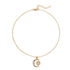 Moon Star Zircon Pendant Necklace