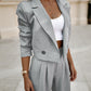 Fashion Striped Suits Casual Lapel Long Sleeve Cropped Top And Straight Pants