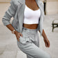 Fashion Striped Suits Casual Lapel Long Sleeve Cropped Top And Straight Pants