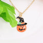 Halloween Oil Drop Pumpkin Cat Necklace