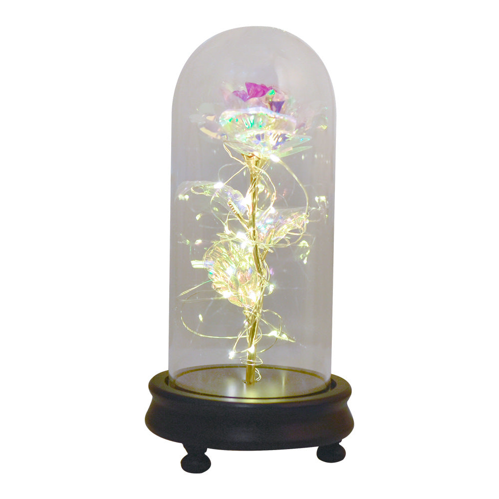 24k Gold-plated Rose Flower Glass Cover