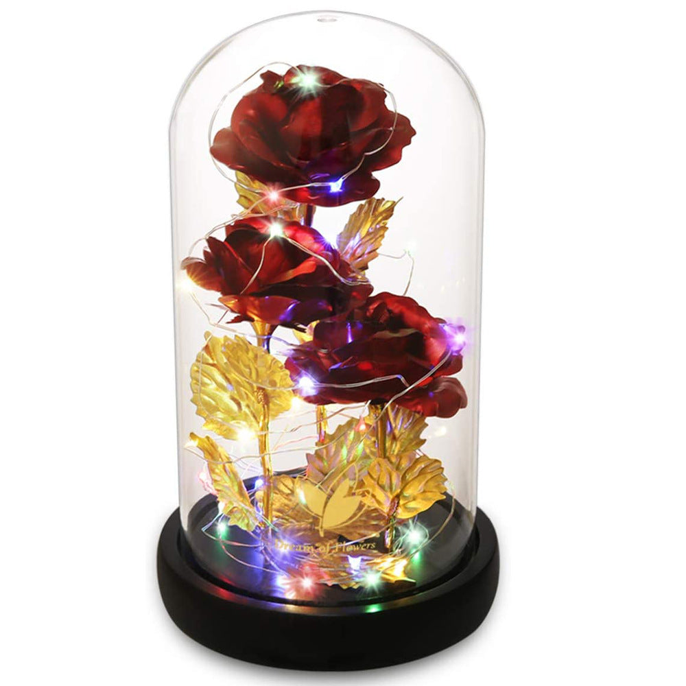 24k Gold-plated Rose Flower Glass Cover