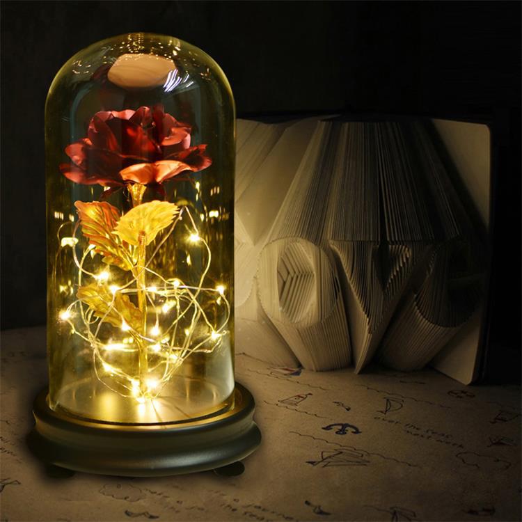 24k Gold-plated Rose Flower Glass Cover