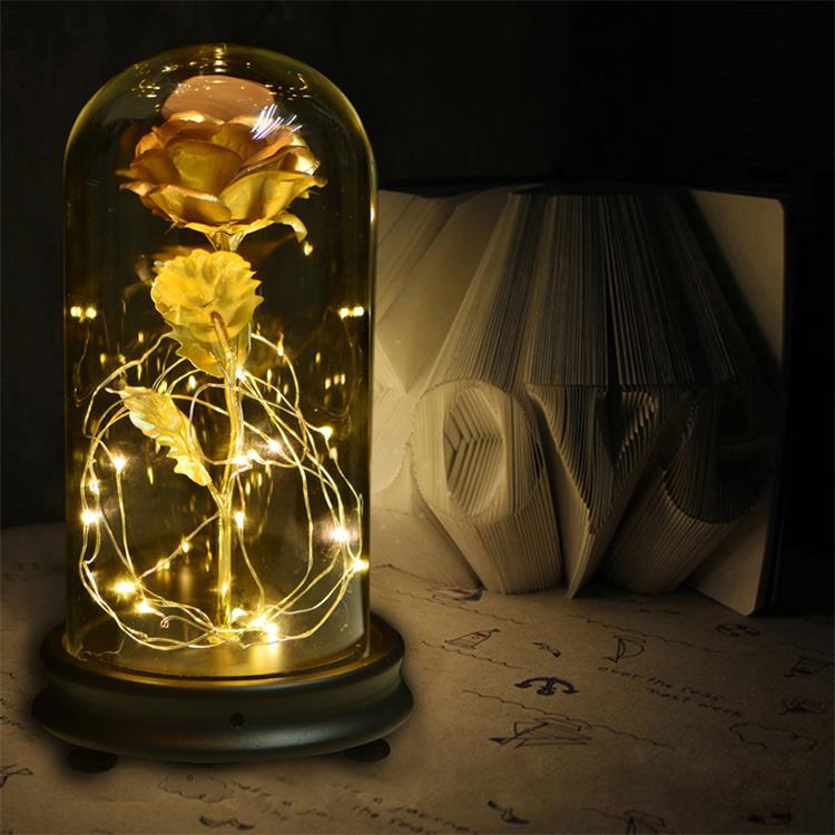 24k Gold-plated Rose Flower Glass Cover