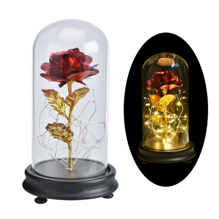 24k Gold-plated Rose Flower Glass Cover