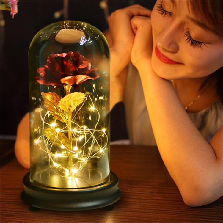 24k Gold-plated Rose Flower Glass Cover